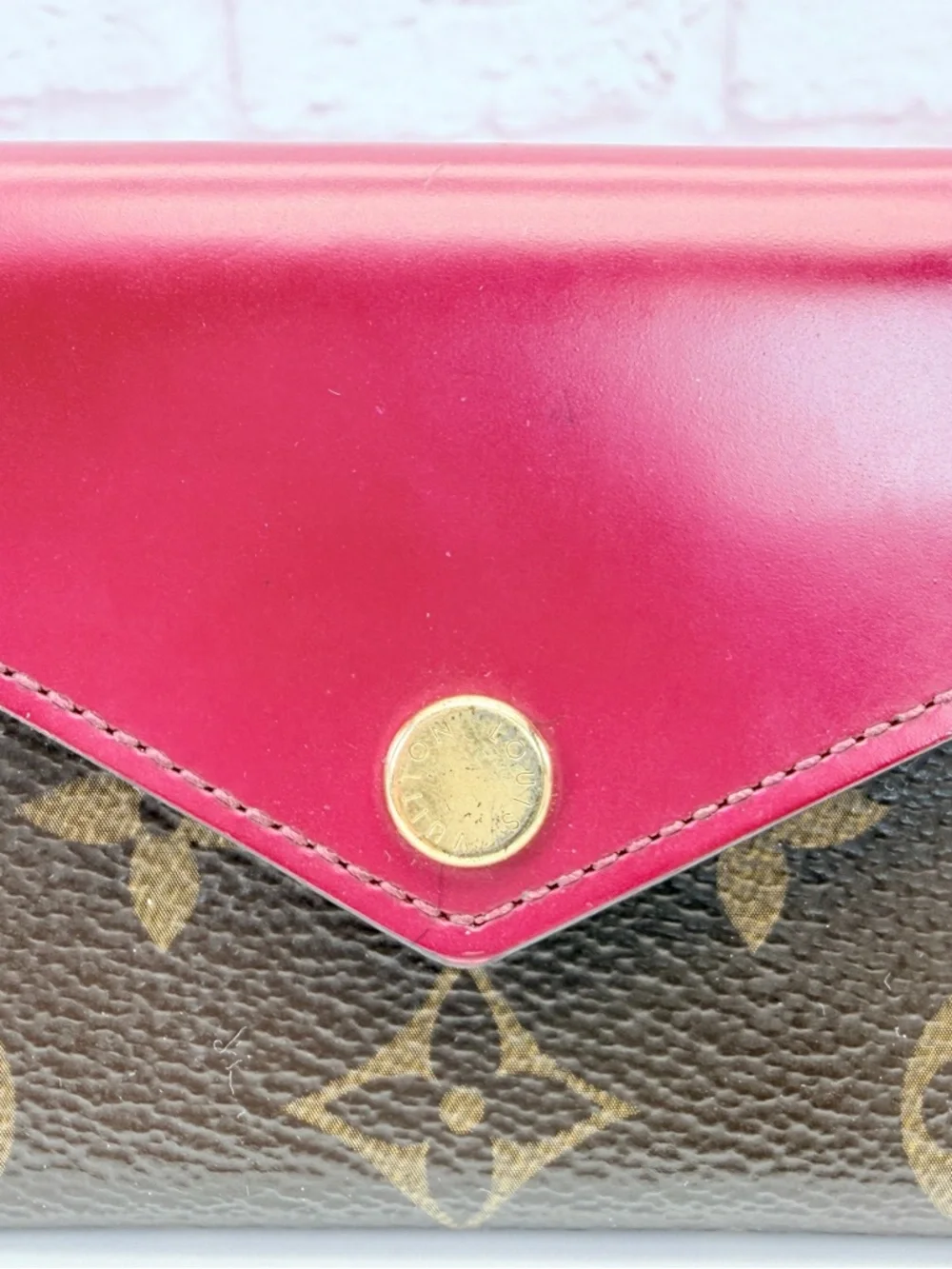 Louis Vuitton Brown Zoe Fushcia Monogram Wallet